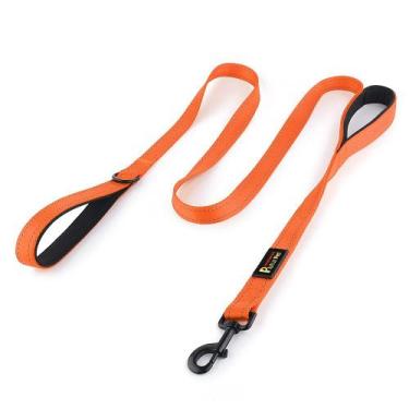 Imagem de Dog Leash Plutus Pet, alça dupla, 1,8 m, laranja reflexiva