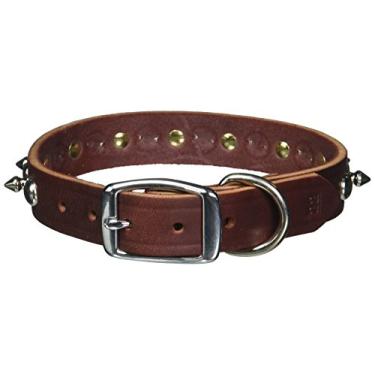 Imagem de OmniPet Coleira para cães Leather Brothers 100LKS-BU22 de 2,5 x 55,5 cm com cravos e cravejados em couro Latigo, GG, vinho