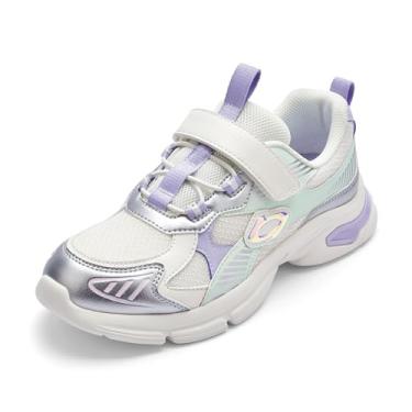 Imagem de Balabala Tênis branco para meninas, meninos, crianças, tênis, tênis escolar, leve, para corrida, Prata roxa, 10.5 Little Kid