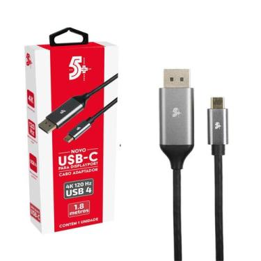 Imagem de Cabo Adaptador 1.8m Usb C Para Displayport Macho 4k 120hz - 5+, 018-74