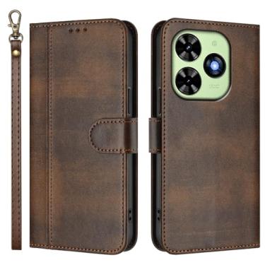 Imagem de Capa carteira flip de couro PU para Infinix Smart 8 Pro 2024, capa de telefone com alça de pulso, 3 compartimentos para cartão + bolso para dinheiro, fecho magnético, suporte antiqueda e compatível