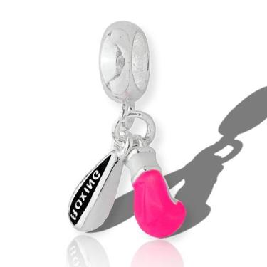 Imagem de Berloque Charms Pingente Luva Luta Boxe Muay Thai Prata Lei - Lojas La