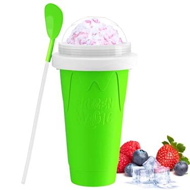 Imagem de Slushie Maker Cup, Slushy Maker Ice Cup Frozen Magic Squeeze Cup Cooling Maker Cup Freeze Mug Milkshake Smoothie Mug (verde)