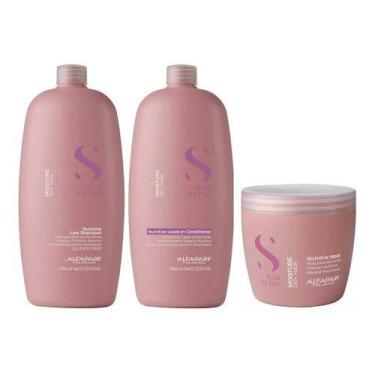 Imagem de Kit alfaparf sdl moisture shampoo 1l + mascara 500 + leave in 1l origi
