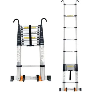 Imagem de Escada Telescópica De Alumínio - Escada Telescópica Dobrável Extensível Multiuso, 8m A 2,6m, Black, 4.3m/14ft