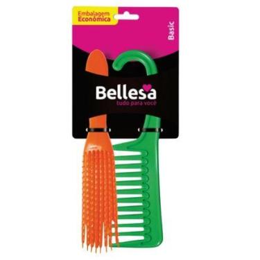 Imagem de Kit escova cabelo bellesa polvo+pente shower cabide