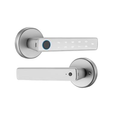 Imagem de Fechadura Inteligente Bluetooth SL006 Prata, Sistema de Desbloqueio por Cartão, Chave, Senha e Bluetooth, Controle Remoto pelo App, Ideal para Segurança Residencial e Comercial