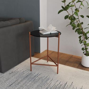 Imagem de Mesa Lateral Industrial Marbella Cobre Com Preto Marrom