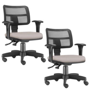 Imagem de Kit 02 Cadeiras Giratória Zip Executiva Escritório Bege