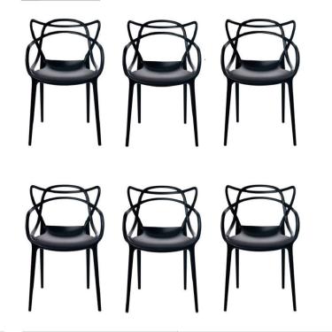 Imagem de Conjunto Com 6 Cadeiras Allegra Preta Polipropileno Salna