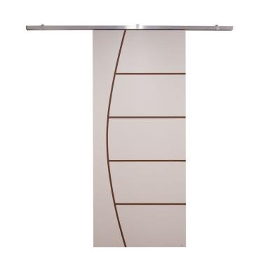 Imagem de Porta De Correr Branco Prime Frisada Kit Alumínio F04 - 210x70