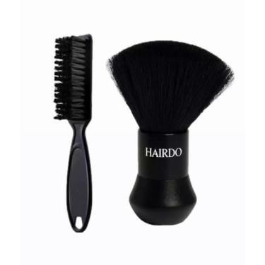 Imagem de Kit Escovinha P/ Barba Profissional + Espanador Pincel Preto - Barbers