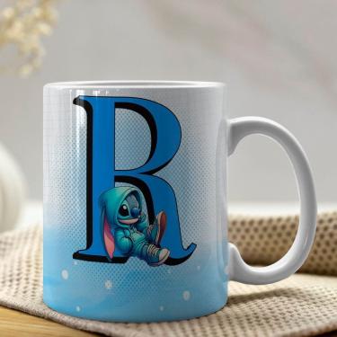 Imagem de Caneca De Porcelana Stitch Letras A-z 325ml Azul R