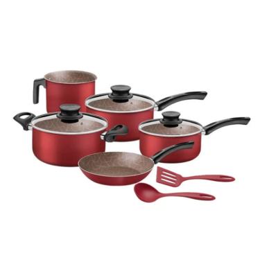 Imagem de Jogo de Panela Paris 5 peças Mais Dois Utensílios Vermelho Tramontina 