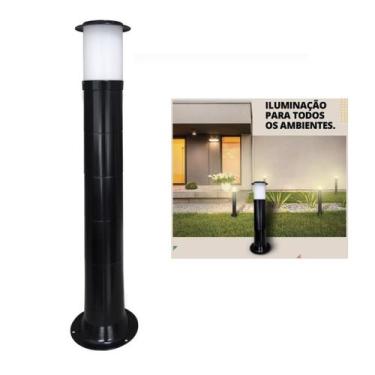 Imagem de Poste Balizador Luminária Casa Sítio Jardim 1 metro Preto - Plaslumi