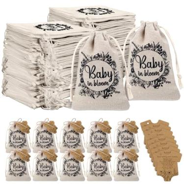 Imagem de Fumete Conjunto de 50 lembrancinhas de festa de chá de bebê para convidados pacotes de sementes de flores silvestres organizador de sementes saco de serapilheira com cordão, cartões de agradecimento e