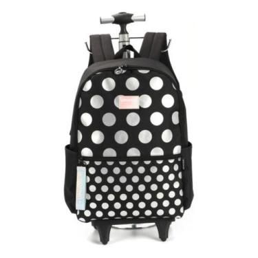 Imagem de Mochila Rodinha Up4you Preta Com Bolas Prata - Napolestore