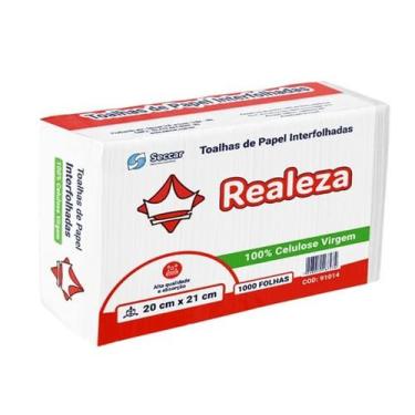 Imagem de Papel Toalha REALEZA Interfolhado 100% Celulose 2 Dobras 20x21cm Fardo