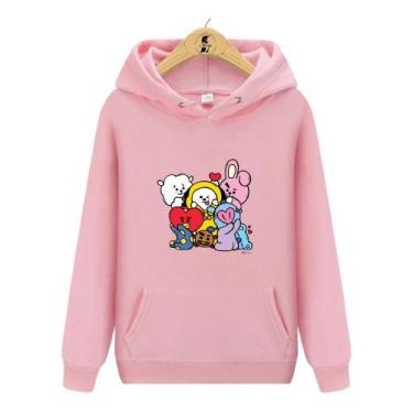 Imagem de Blusa de Moletom Canguru BTS Mascotes BT21 Kpop III - Wess Store, Rosa