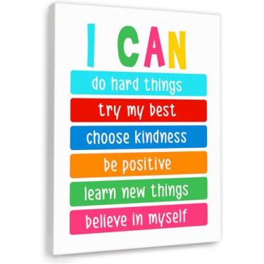 Imagem de YEOION Arte de parede i can para decoração de parede de escritório, citações positivas, decoração de parede para sala de aula e escola