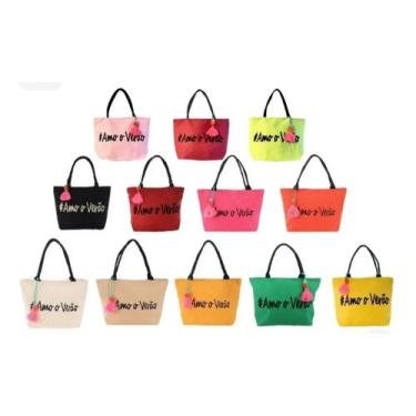 Imagem de Bolsa Sacola feminina de praia ombro amo verão - Mix Web, Rosa