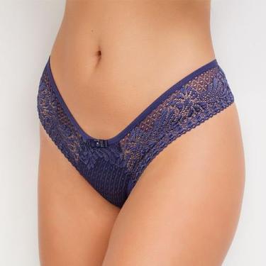 Imagem de Calcinha Fio Renda Marinho em Algodão Egípcio - Ahavá Store, GG, Azul,