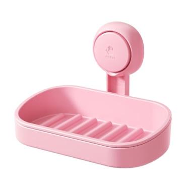 Imagem de LEVERLOC Suporte de saboneteira para chuveiro, ventosa montado na parede, autodrenagem, sem perfuração, suporte de esponja de sabão removível para banheiro, banheira, pia de cozinha, impermeável