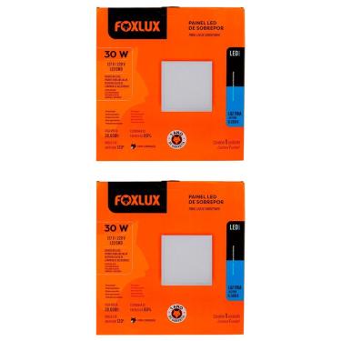 Imagem de Kit 2 Painel Led 40x40 Quadrado Branco Sobrepor 30w 6500k Foxlux