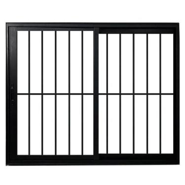 Imagem de Janela Vitro 2 Folhas com Grade de Correr Alum. Preto Linha Veneza 120