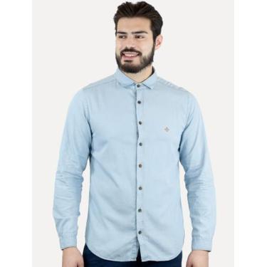 Imagem de Camisa Dudalina Masculina Milano Essentials Lisa Azul Jeans Claro, L/G
