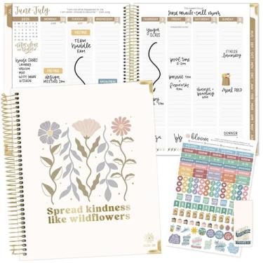 Imagem de bloom daily planners Planejador de objetivos e visão do ano acadêmico de capa dura 2025-2026 (julho de 2025 a julho de 2026) - Organizador de agenda mensal e semanal - 19 cm x 23 cm - espalhe