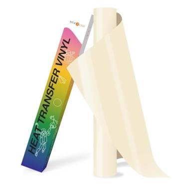 Imagem de HTVRONT Rolos De Vinil Htv Com Transferência Térmica - 30 Cm X 2,4 M, Creme Para Camisas, Passar A Ferro Em Todas As Máquinas Corte, Fácil Cortar E Design Removível (Creme)