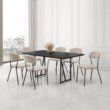 Imagem de Conjunto Sala de Jantar com 6 Cadeiras Betina Black/ Bege