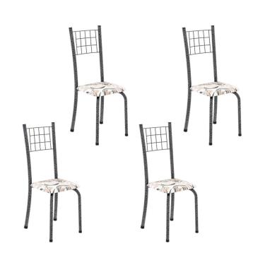 Imagem de Kit 4 Cadeiras Tubular 95x37x40 Cm Dany Arabesco/ Mart Prata