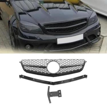 Imagem de Grade de para-choque de carro tiras decorativas kit de corpo de grade de corrida grade de para-choque dianteiro para W204 C63 2009-2011 peça externa