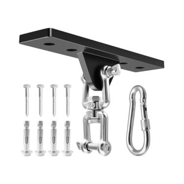 Imagem de Gancho de saco pesado com fivela de elos para sacos de pancada, ganchos de balanço montados no teto giram 360 graus, cabides de balanço resistentes para academia, cadeiras de ioga aéreas e redes