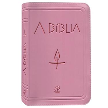 Imagem de Bíblia da Mulher Feminina Zíper Rosa Paulinas