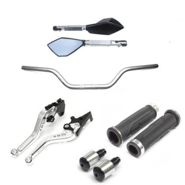 Imagem de Kit Guidão 22mm Manopla XL TM2 Manete Yes 125 - Stark Race, Prata