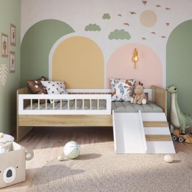 Imagem de Cama Montessoriana Infantil com Escorrega e Escada Linha Affetto AFT01