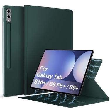 Imagem de DUNNO Capa magnética para Samsung Galaxy Tab S10+ Plus /S9+ Plus/S9 FE+ Plus com suporte para S-Pen, capa ultrafina e leve para tablet, despertar/hibernar automaticamente (verde escuro)