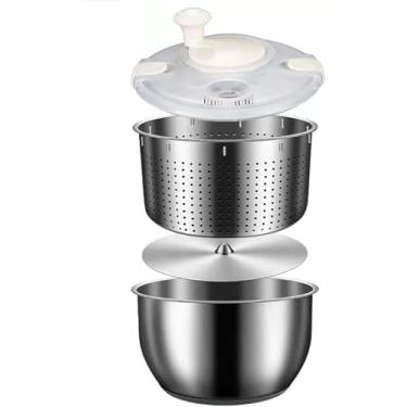 Imagem de Grande 6l Salada Spinner Aço Inoxidável Legumes Lavadora Secadora Máquina De Lavar Louça Ferramentas De Cozinha Para Lavadora De Frutas, Macarrão E Batatas Fritas Spinner