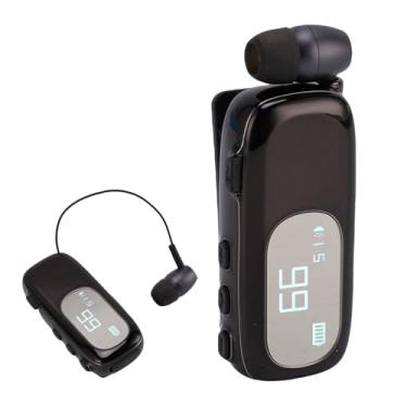 Imagem de VBESTLIFE Clipe Retrátil No Fone de Ouvido Bluetooth, Fone de Ouvido Cancelando o Ruído Sem Fio Com Chamadas Livres de Lcd e (Preto brilhante eletroplinado)