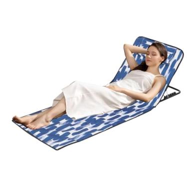 Imagem de Espreguiçadeiras de Praia ao Ar Livre - Espreguiçadeira Portátil,com Apoio de Cabeça, Encosto e Tapete 160x52x38cm para Homens e Mulheres, para Quintal, Piscina, Beira-mar, Piquenique e