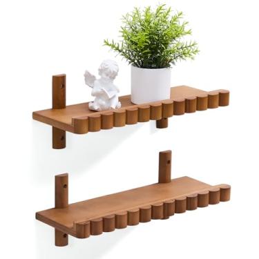 Imagem de SweetSage Prateleiras flutuantes para parede, 2 peças, prateleira de madeira para decoração de parede, prateleiras decorativas para quarto, sala de estar, marrom