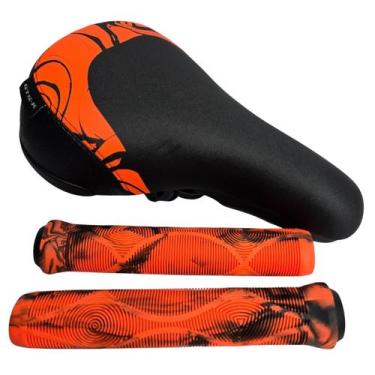 Imagem de Kit Selim c/ Manopla Gts-K Tipo Ddk Bike Bmx Freeride Grau, Laranja
