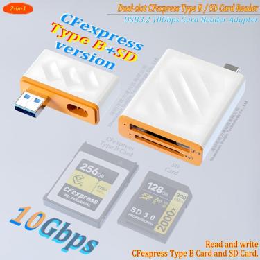 Imagem de Leitor de cartão portátil Uogic de dois slots CFexpress Tipo B e SD USB 3.2 de 10 Gbps