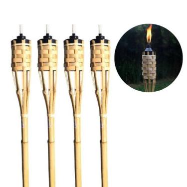 Imagem de Kit 4 Tocha de Bambu Para Decoração Luau Jardim Igreja Festa Junina Ar