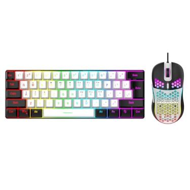 Imagem de Fockety RGB Teclado de Teclado e Mouse RGB, Teclado de Computador Com Fio USB de 61 Key, Teclados Ergonômicos de Luz Silenciosa, Teclados de Retroilumação de LED para PC, Laptop (Quadro preto