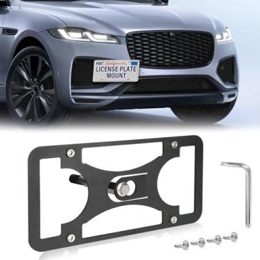 Imagem de Moldura frontal sem furadeira compatível com Jaguar F-Pace 2017-2025 Suporte de montagem de gancho de reboque para placa de carro antifurto Capas de etiqueta de carro à prova de ferrugem, acessórios