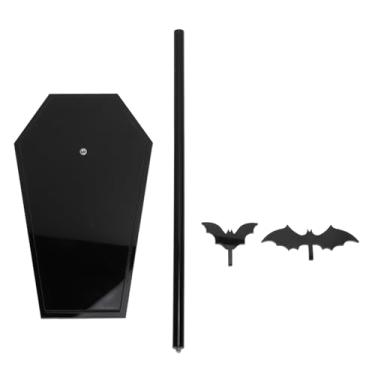 Imagem de Suporte para toalhas de papel de morcego Organizador de bancada gótica para banheiro da cozinha Base de caixão de plástico com decorações de morcego
